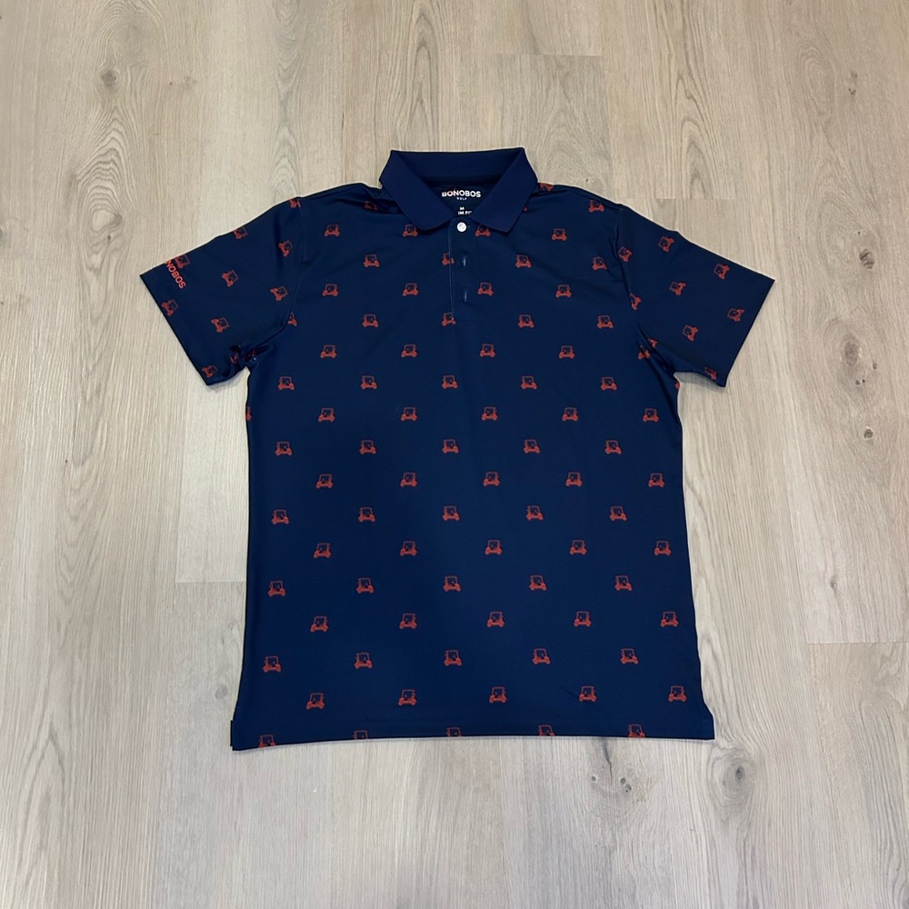 Bonobos Dark Blue Polo with Red Pattern